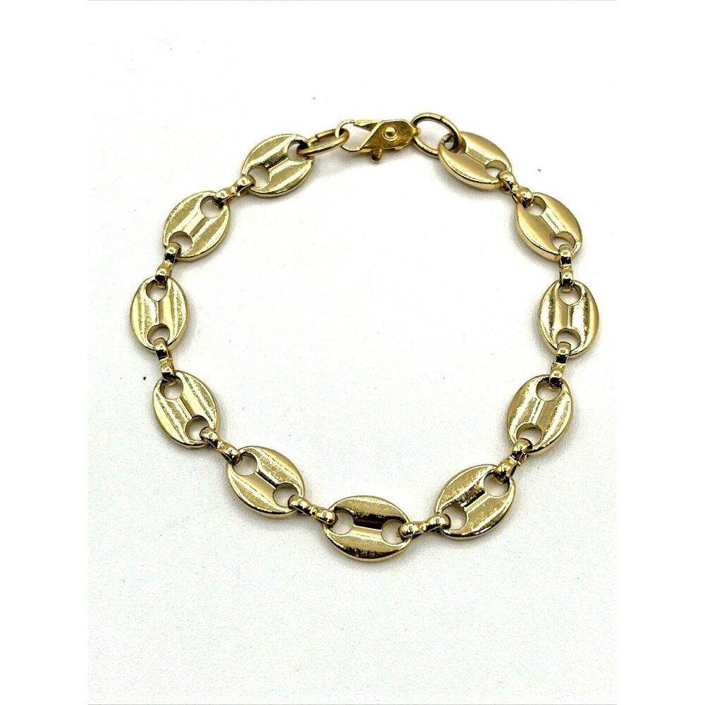 Vintage Flat Mariner Chain Link Gold Tone Bracelet 6.75"
